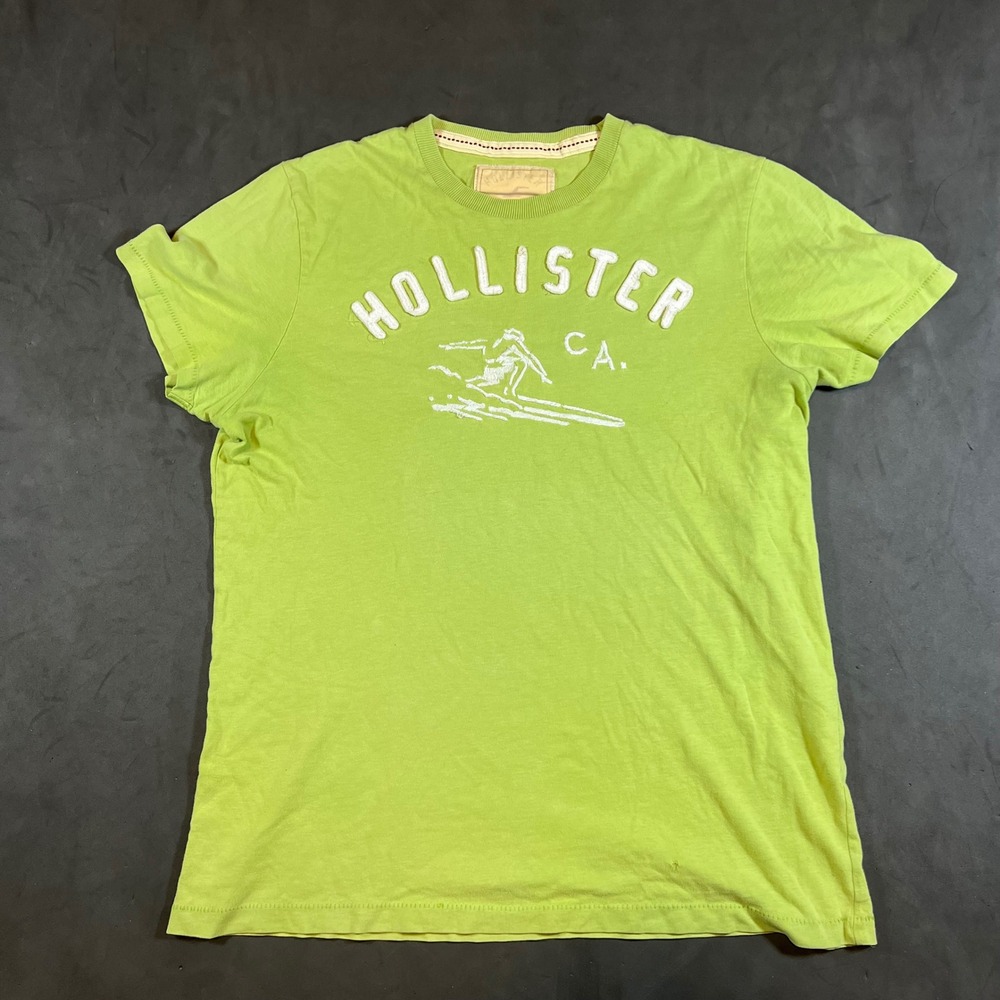 Y2K RARE Hollister T-Shirt Mens Large Lime Green Surfing Graphic California Tee